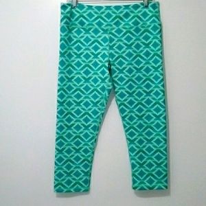 Teal green Aztec print athletic capris